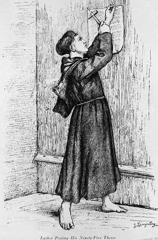 Martin Luther nailing his 95 theses to the door.jpg